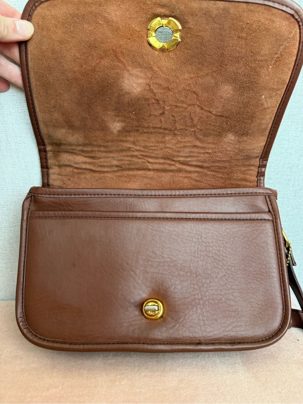 Vintage Coach Penny Pocket Purse Bag Brown Glove Tanned Leather USA - Picture 12 of 16